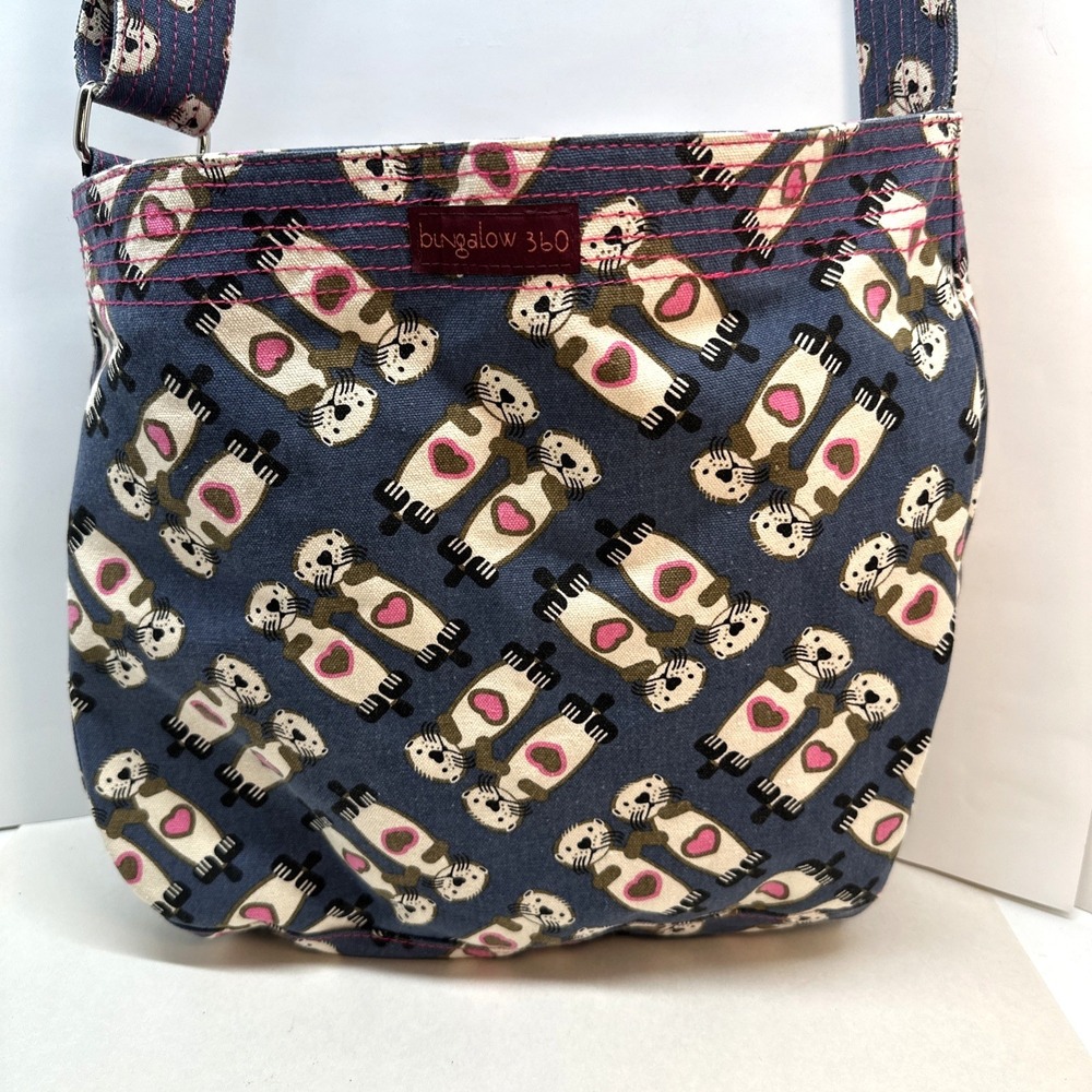 Bungalow 360 Sea River Otter Print Shoulder Messenger Cross Body Bag Canvas Tote